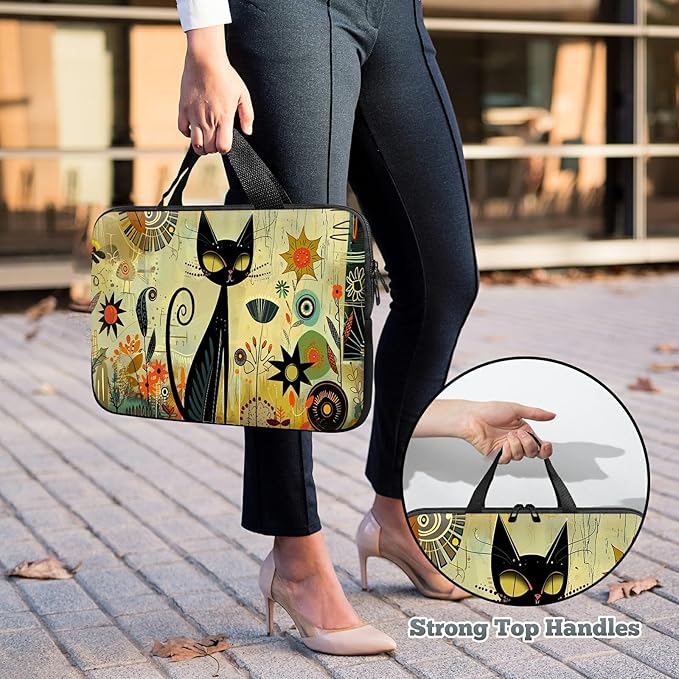 Laptop Sleeve Case Bag 15 inch, Graffiti Cat Slim Carrying Case Durable Handbag Travel Laptop Bag for 15 inch MacBook Air M3/M2/15 Pro/Surface Laptop 7/6/5/4/3/ Dell XPS 15 Plus