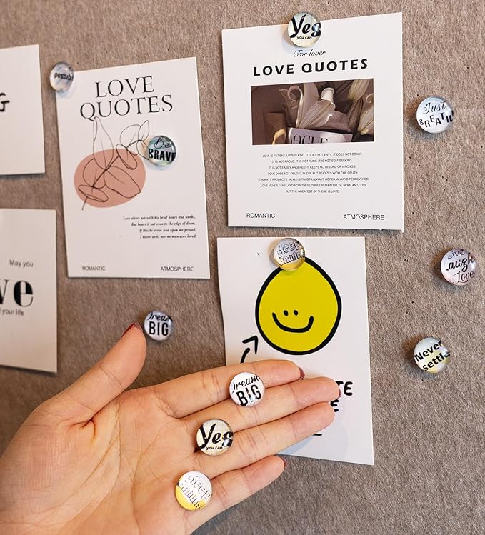 24Pcs Decorative Push Pins,Decorative Thumb Tacks for Bulletin Board, Cork Board Thumbtacks,Photos Wall Maps,Cute Thumbtack for Cubicle Decor,Classroom,Home and Office Decor(Motivational-Yes)-DeskLoop Office