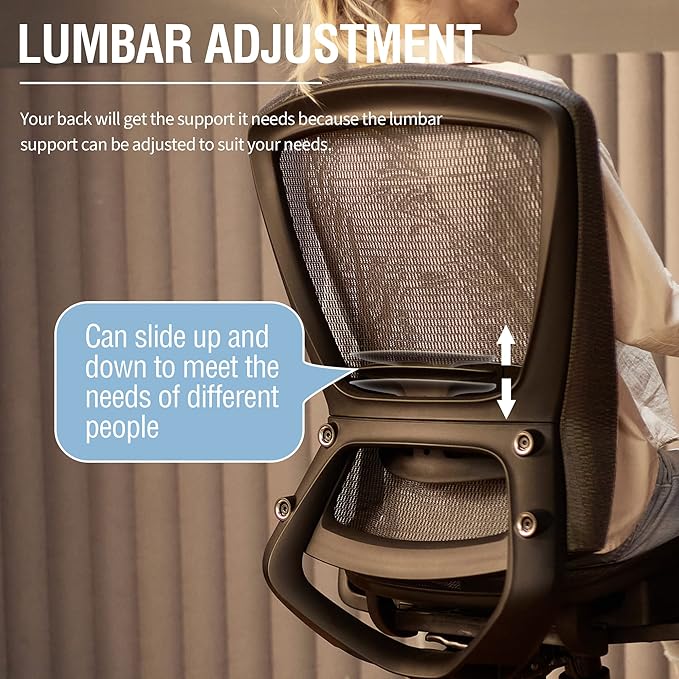 ELABEST Mesh Office Chair,Ergonomic Computer Desk Chair,Sturdy Task Chair- Adjustable Lumbar Support & Armrests,Tilt Function,Comfort Wide Seat,Swivel Home Office Chair (Grey)-DeskLoop Office