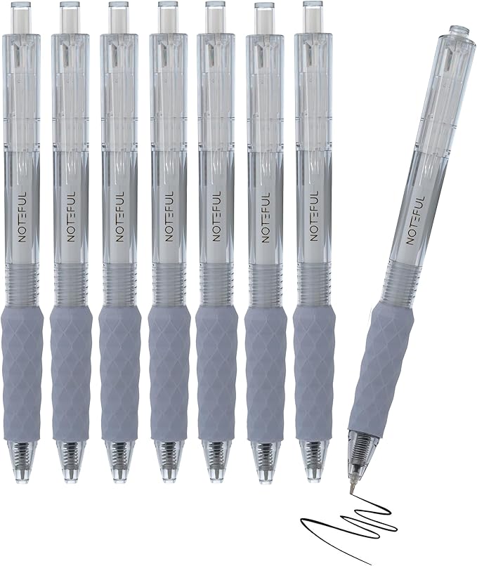 Retractable Gel Pens Clicker, Medium Point 0.7, Premium Comfort Grip for Smooth Writing Planner and School Supplies (Black, 1 Count (Pack of 8))-DeskLoop Office