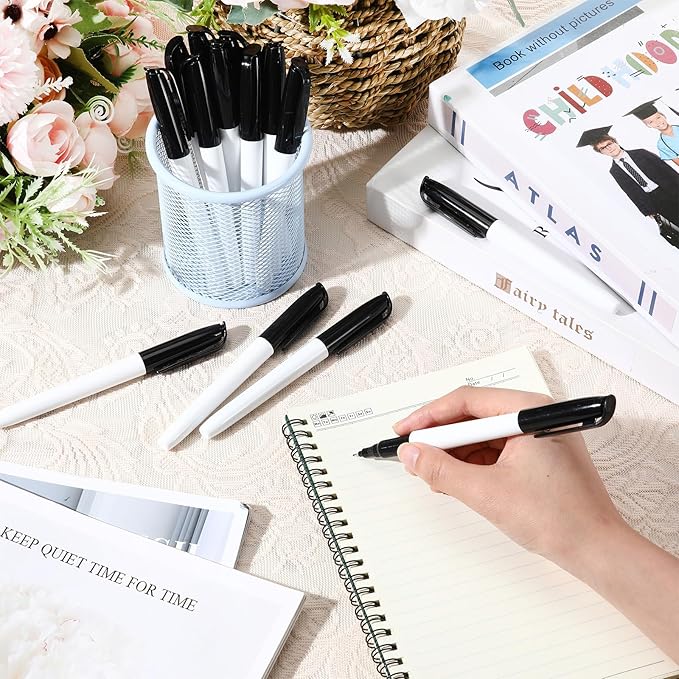 200 Pack 0.4mm Ultra Fine Point Permanent Marker Bulk, Fine Tip Permanent Markers Set, Quick Dry, Waterproof, Durable, Works on Paper, Glass, Ceramic, Plastic, Wood, Rock, Metal (Black)-DeskLoop Office