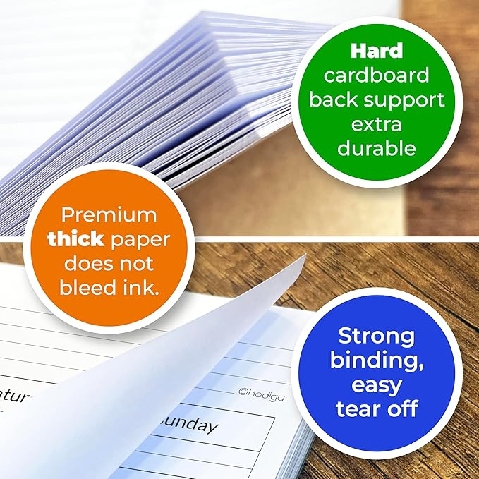 Weekly Schedule Pad, Tear Off Undated Weekly Planner Notepad, A4 Size (8,3" X 11,7"), Premium Thick Paper with Cardboard Back Support, Desk Planner by Hadigu-DeskLoop Office