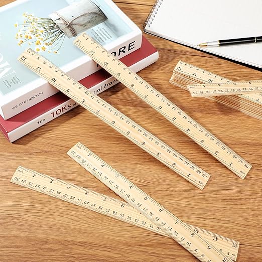 Zonon 30 Pcs 12 Inch Plastic Ruler Assorted Colors Ruler Bulk with Centimeters Millimeter and Inches Rulers First Day of School Gift for Kids School Classroom Office Supplies(Simple Color,Wood)-DeskLoop Office