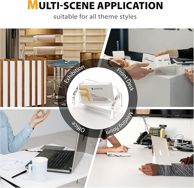 SANRUI Acrylic Business Card Holder for Desk, 1 Tier Clear Tilt Business Name Card Display Holders Stand Storage Organizer Fits 50-60 Business Cards (Horizontal, 1-Slot)-DeskLoop Office