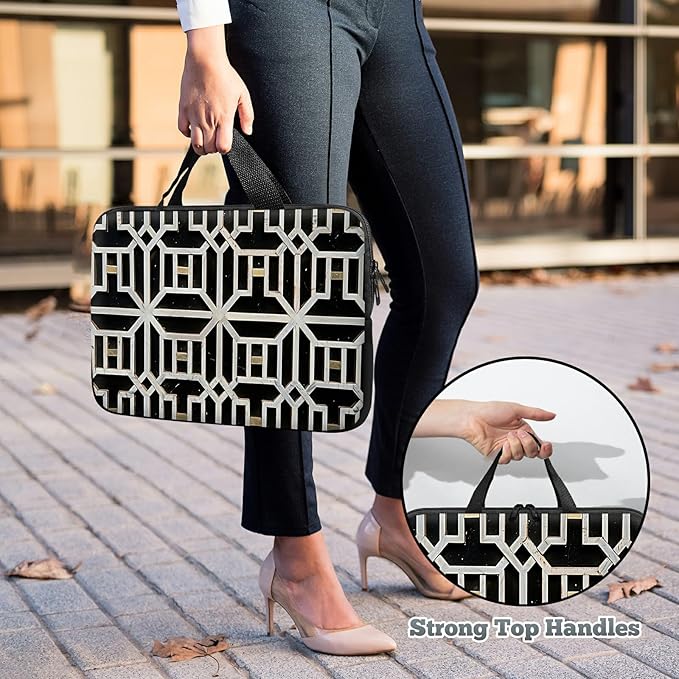 Laptop Sleeve Case Bag 15 inch, Vintage Geometrics Slim Carrying Case Durable Handbag Travel Laptop Bag for 15 inch MacBook Air M3/M2/15 Pro/Surface Laptop 7/6/5/4/3/ Dell XPS 15 Plus