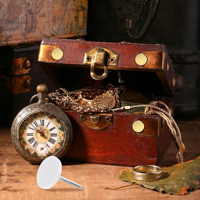 uxcell 100Pcs Upholstery Tacks, 11mmx17mm Flat Head Thumb Tack Decorative Furniture Nails Push Pins for Furniture Sofa Headboards, White-DeskLoop Office