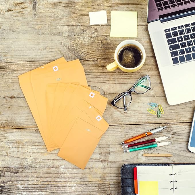 Zonon 100 Pieces 3 Sizes Clasp Envelopes Kraft Paper Catalog Clasp Envelope with Clasp Closure for Filing, Storing, Privacy Ensuring or Mailing Documents (10 x 13 Inch, 9 x 12 Inch, 6 x 9 Inch)-DeskLoop Office