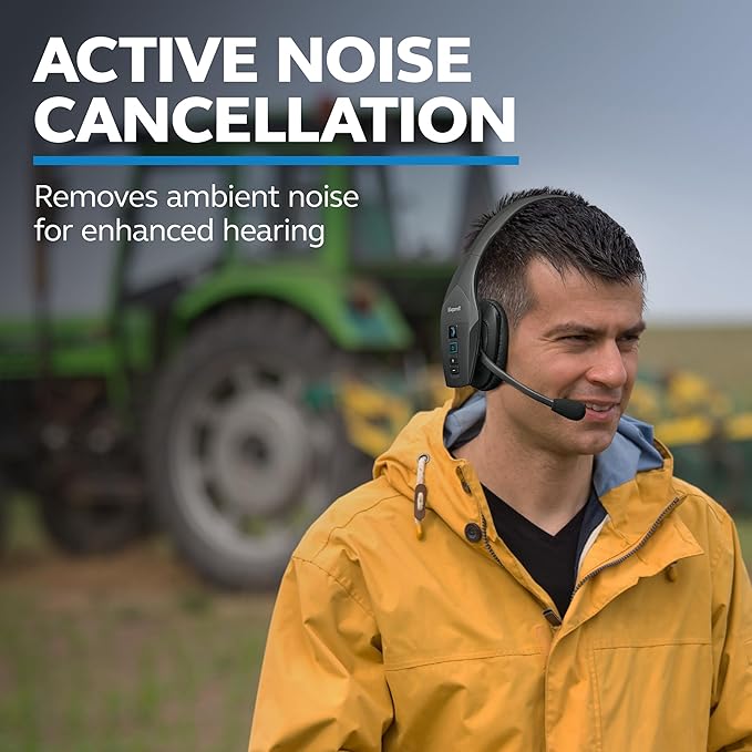 BlueParrott S650-XT Bluetooth Wireless Headphones 96% Noise Canceling Over Head Trucker Headset with Mic, 2-in-1 Convertible Stereo to Mono with ANC, IP54-Rated Protection, 36 hrs. Talk Time, Black-DeskLoop Office