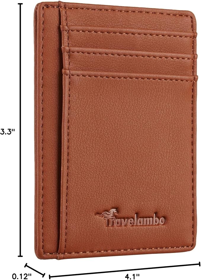 Travelambo Front Pocket Minimalist Leather Slim Wallet RFID Blocking Medium Size - Image 9