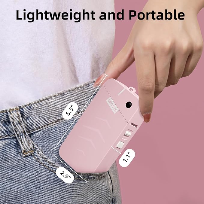 ORGSTA S001 Label Maker Machine with Tape, Portable Bluetooth Label Maker for Home and Office Organization, Thermal Label Printer Mini Sticker Maker with Multiple Templates, Pink-DeskLoop Office