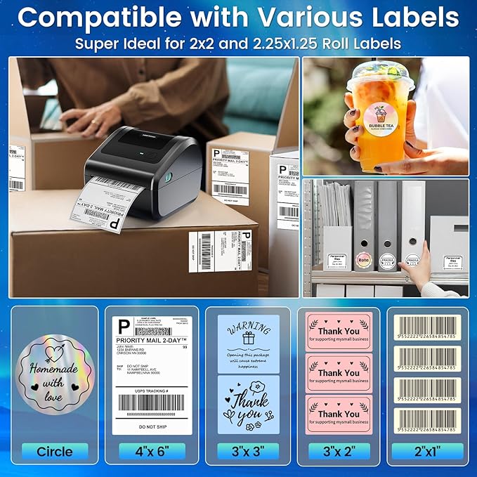 Bluetooth Shipping Label Printer 4x6 - D450BT Thermal Label Printer for Shipping Packages, Small Business, Home, Office, Compatible with Amazon, Ebay, Etsy, USPS-DeskLoop Office