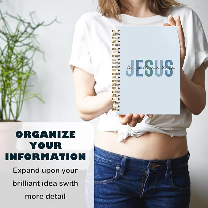 Boho Christian Notebook Journal, Christian Gifts for Women, Bible Notebooks for Note Taking, Bible Journaling Notebook, Jesus the Way the Truth the Life Hardcover Spiral Notebook 5.5x8.3 blue-DeskLoop Office