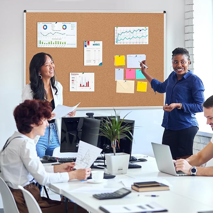 Board2by Extra Large Cork Bulletin Board 60" X 36", Silver Aluminum Framed 5'x3' Corkboard for Wall, Wall Mounted Notice Pin Board with 18 Push Pins for School, Home & Office-DeskLoop Office