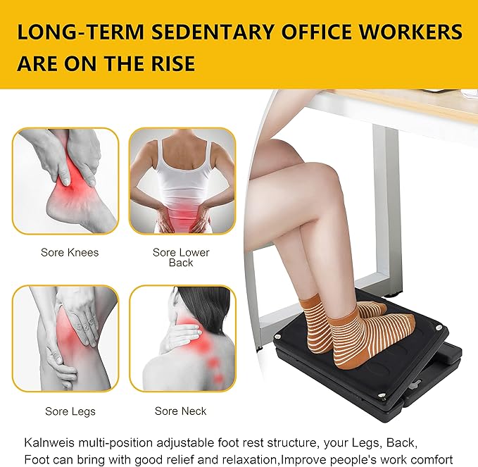 Adjustable Foot Rest Under Desk - Ergonomic Office Foot Stool with Massage, Leg Rest for Desk, Anti-Slip Design for Home & Work, Improves Posture (PB-Black)-DeskLoop Office