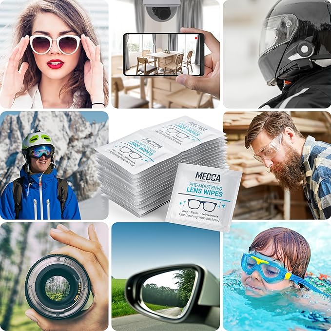 Premoistened Lens and Glass Cleaning Wipes - Portable Travel Cleaner for Glasses, Camera, Cell Phone, Smartphone, and Tablet - Disposable, Quick Drying, Streak Free - Individually Wrapped, Pack of 200-DeskLoop Office