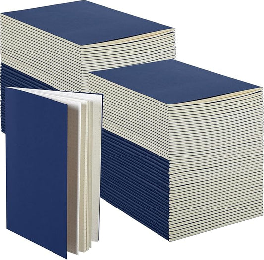 100 Pcs Kraft Notebook Journals 5.5 Inch x 8.3 Inch A5 Softcover Notebooks Bulk for Writing Sketch Office Notepad with 60 Pages 30 Sheets (Navy,Dot)-DeskLoop Office
