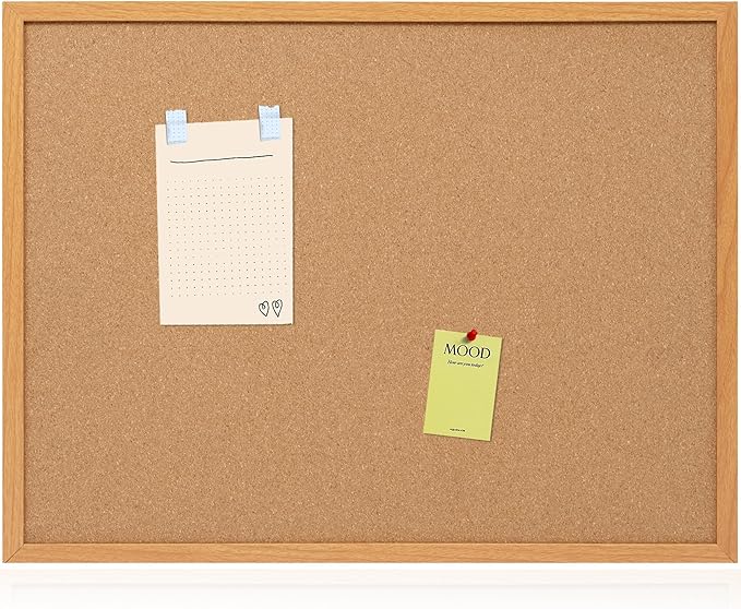Board2by Cork Board Bulletin Board 24 x 36, Wood Framed Corkboards for Wall Decor, Hanging Office Message Board, Large Wall Mounted Notice Pin Board with 15 Push Pins for School, Home & Office-DeskLoop Office