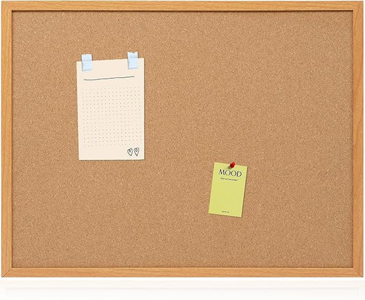 Board2by Cork Board Bulletin Board 24 x 36, Wood Framed Corkboards for Wall Decor, Hanging Office Message Board, Large Wall Mounted Notice Pin Board with 15 Push Pins for School, Home & Office-DeskLoop Office