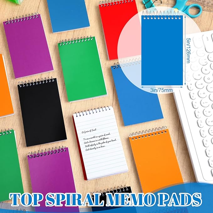 36 Pcs Small Pocket Notebooks 3 x 5 Inch Mini Memo Spiral Notepads Top Bound College Ruled Lined Note Pads for Back School Office Journaling Noting, 75 Sheets/Pad (Fresh Color)-DeskLoop Office