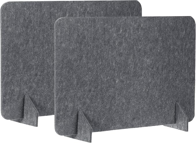 PATIKIL Desk Divider, 2 Set 24 x 16 Inch Acoustic Freestanding Desk Divider Desk Privacy Panel with 4 Pcs Support Feet for Library Office Workstation, Dark Grey-DeskLoop Office