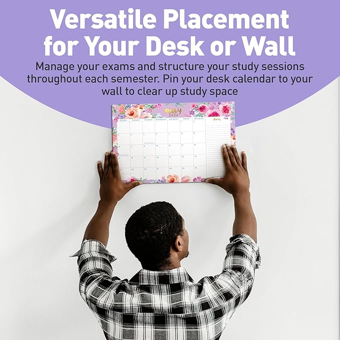 S&O Watercolor Floral Large Desk Calendar from July 2025 to Dec 2026 - Tear-Away Table Calendar 2025-2026 - Desktop Blotter - Academic Desk Planner - Desk Pad Large - 11x17in-DeskLoop Office