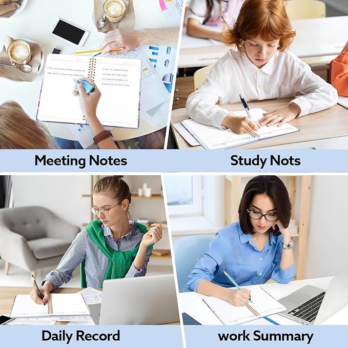 Lined Spiral Notebook, 140 Pages College Ruled Journal for Women A5 Journaling Notebooks for Work & Note Taking Perfect for Men Women Office Home School, 5.9" x 8.3"-Pink Flower-DeskLoop Office