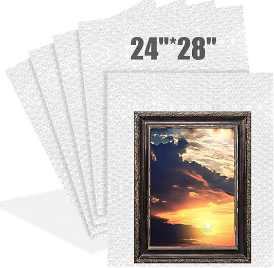 5 Pack 24 * 28 Inch Extra Large Bubble Pouches Clear Bubble Pouch Wrap Bags for Packing Shockproof Cushioning Wrap Bag for Shipping Moving Fragile Dishes China Plates Painting Fragile Items-DeskLoop Office