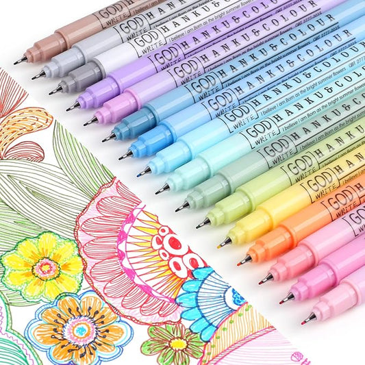 0.38mm Fine Point Pen,16 Pack Colored Fineliner Bible Pens No Bleed Through,Extra Fine Tip Marker Pens for Bullet Journaling,Planner,Coloring,Bible Study Back to School Office Supplies-DeskLoop Office