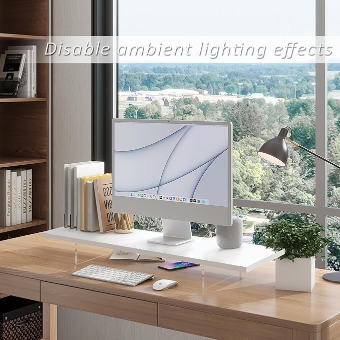 Monitor Stand Riser,Wood & Acrylic Computer Monitor Stand with LED Light,Desk Accessories Desktop Organizer Stand for Computer,Laptop,Printer,PC & TV Screen Riser-DeskLoop Office