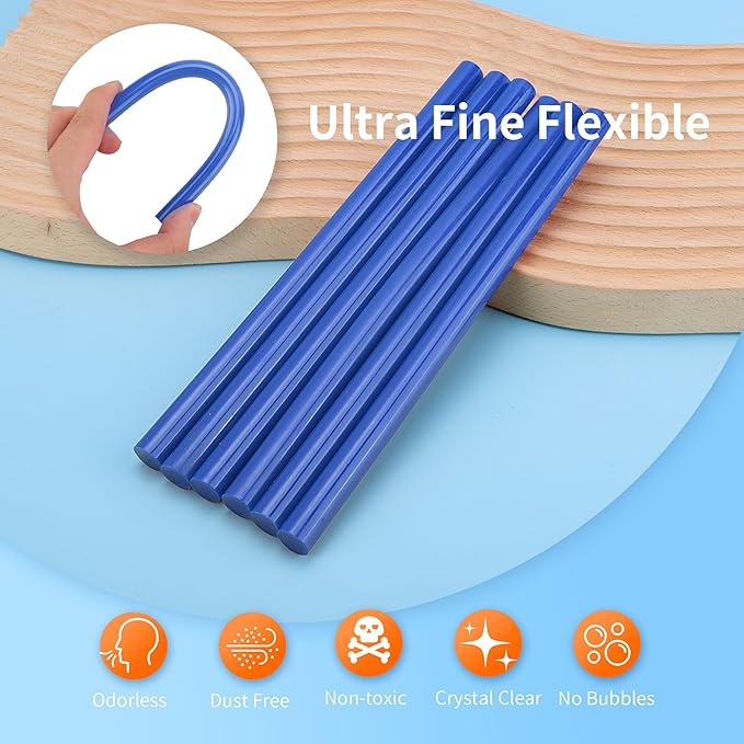 MATUFF Blue hot Glue Sticks Full Size 0.43” Dia x 8” Long, 52 pcs Hot melt Adhesive Glue Sticks, All-Purpose Colored Glue Gun Sticks for Christmas Decoration Crafting Arts School Home Repair Bonding-DeskLoop Office