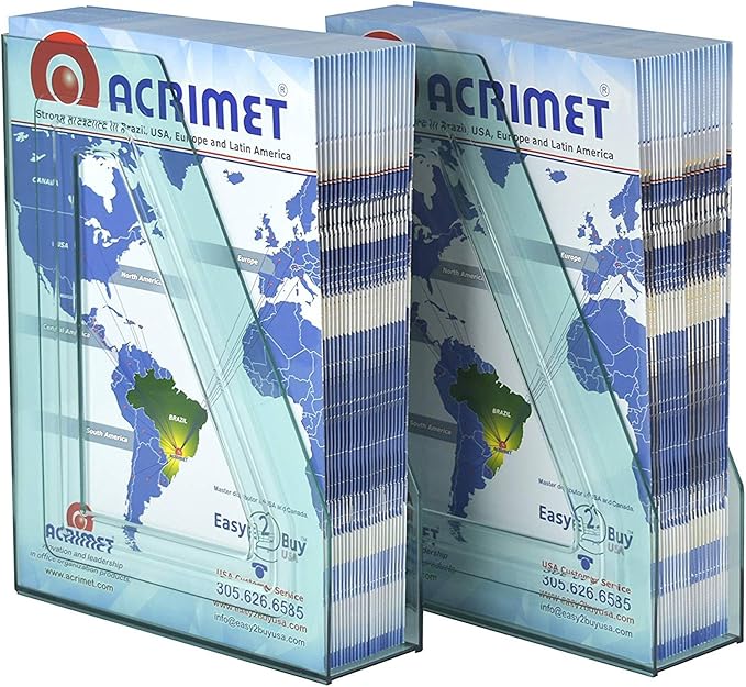 Acrimet Magazine File Holder, Durable Rack, Space-Saving Organizer (Plastic) (Clear Green Color) (2 pack)-DeskLoop Office