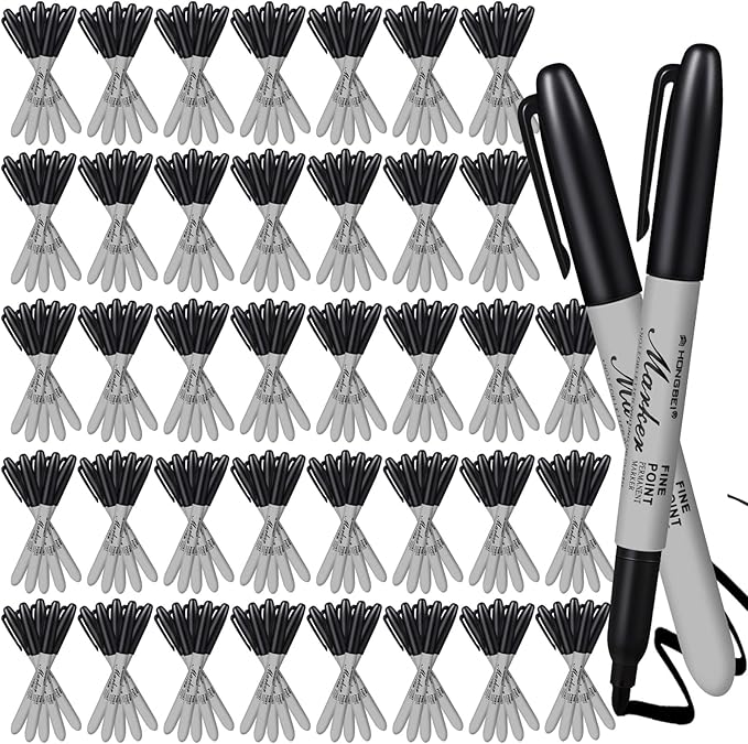 Thenshop 160 Pack Permanent Markers Bulk Black Permanent Marker Set Fine Point Pens Work on Wood, Metal, Stone, Glass-DeskLoop Office
