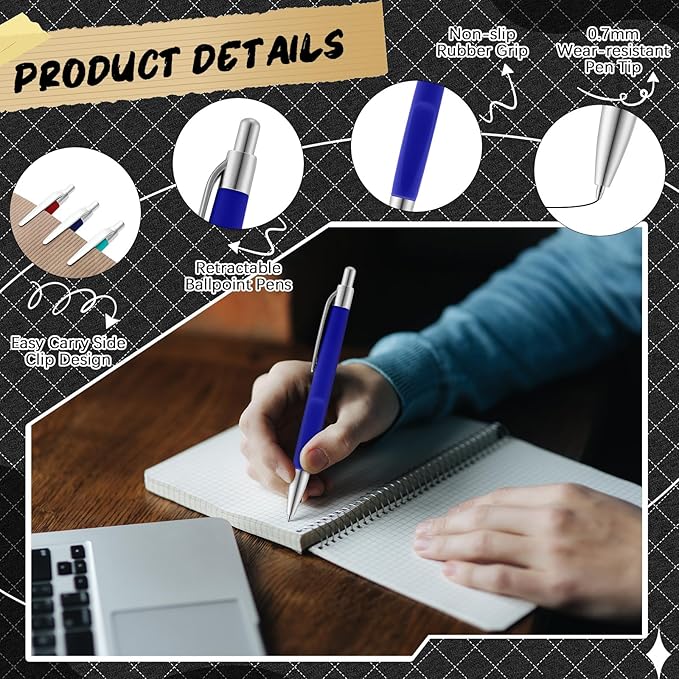120 Pack Ballpoint Pens Bulk Retractable Gel Ink Pens Back to School Supplies 0.7mm Medium Point Black Ink Smooth Writing for School Office Journal Teacher Student Gifts(Colorful)-DeskLoop Office