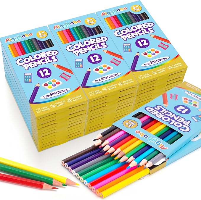 Aigybobo 432 Count Colored Pencils Bulk, 36 Pack Colored Pencils for Kids 12 Colors, Pre-sharpened Color Pencils, Bulk Coloring Pencils School Supplies for Teachers, Classroom Prizes, Art Supplies-DeskLoop Office