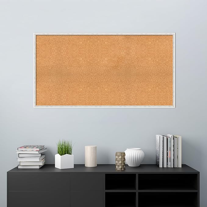 Amanti Art Natural Cork Board for Wall, 27x51 Vision Board with White Frame, Oversize Corkboard Office Decor for Home Organization, Modern Corkboard Pinboard to Display Items for Home Organization in-DeskLoop Office