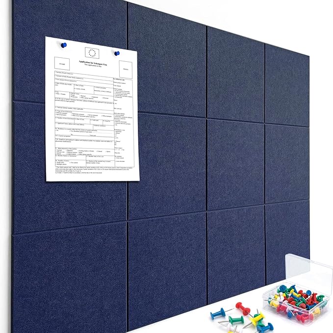 Cork Boards for Walls 48" x 36" Felt Board Alternative, 12 Pack Felt Wall Tiles Bulletin Board, Large Cork Board for Office Pin Board Tack Board Cork Boards-DeskLoop Office