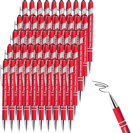 Up to 200 Pcs Personalized Ballpoint Pen Custom Pens Free Engraved Bulk with Name Logo Soft Black Ink Stylus with Touch Metal Office Gift for Anniversaries Graduations Birthdays-DeskLoop Office