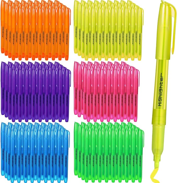 Thenshop 300 Pcs Highlighter Bulk Pack Assorted Colors Highlighter Markers Chisel Tip Fluorescent Pens for Office Classroom Back to School Supplies-DeskLoop Office