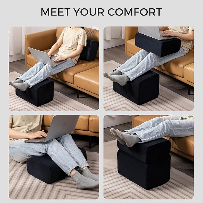 Ganondorf Foot Rest for Under Desk at Work Adjustable Foot Rest Under Desk Ergonomic Foot Stools for Under Office Desk Leg Pillow for Underdesk Footrest with Washable Cover, Black-DeskLoop Office