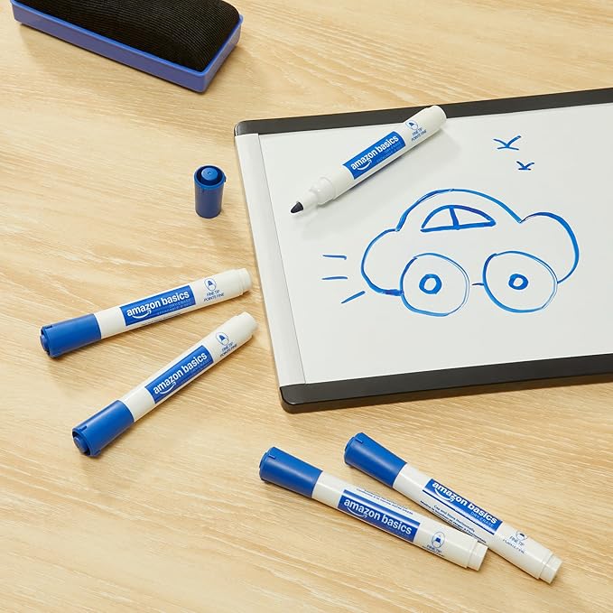 Amazon Basics Low-Odor Dry Erase Whiteboard Markers, Fine Tip, Blue, 36 Count-DeskLoop Office