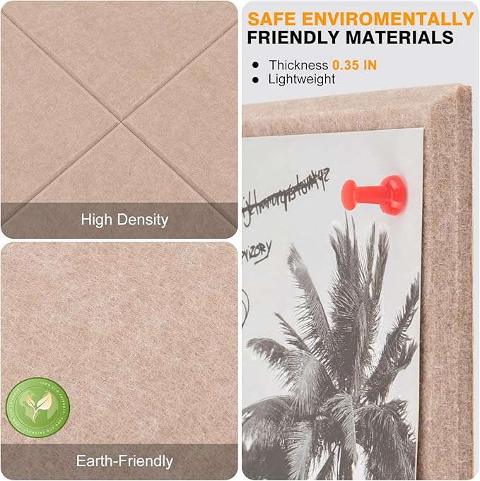 Large Cork Board for Office 48 x 36 in, Brown Bulletin Board, 12 Pack Felt Wall Tiles with Pushpins, Cork Boards for Wall Pin Board Tack Board Cork Boards-DeskLoop Office