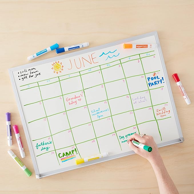 Amazon Basics Dry Erase Markers For Whiteboards, Chisel Tip, Low-Odor, Assorted Colors, Pack of 12-DeskLoop Office