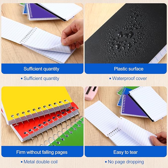 24 Pcs Small Pocket Notebooks 3 x 5 Inch Mini Memo Spiral Notepads Top Bound College Ruled Lined Note Pads for Back School Office Journaling Noting, 75 Sheets/Pad (Fresh Color)-DeskLoop Office