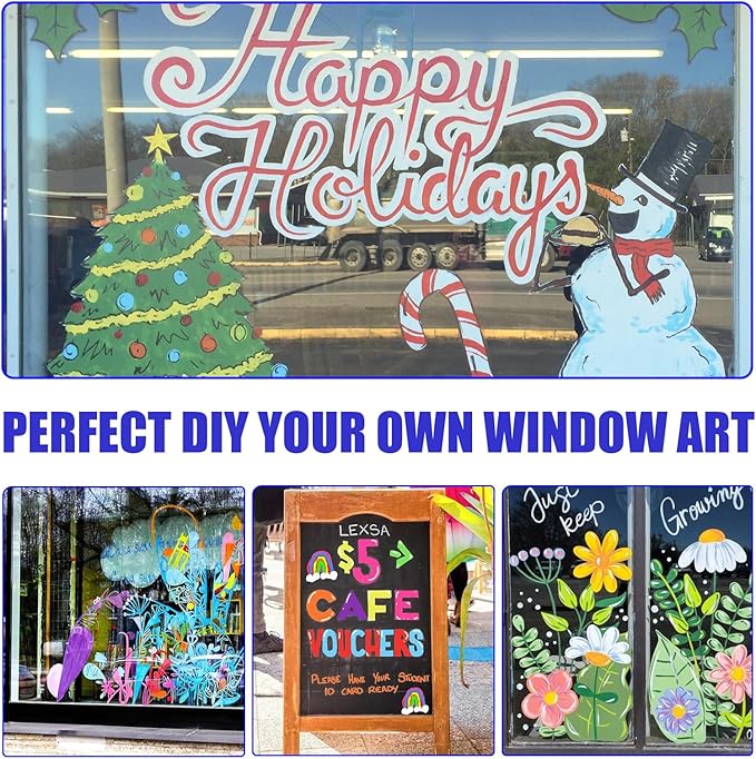 Window Chalk Markers for Cars Glass Washable, 16 Colors Jumbo Liquid Chalk Marker Pens with 10mm 3 in 1 Nib Wide Tips, Big Chalkboard Markers Car Window Paint Pens for Auto, Bistro, Mirror, Poster-DeskLoop Office