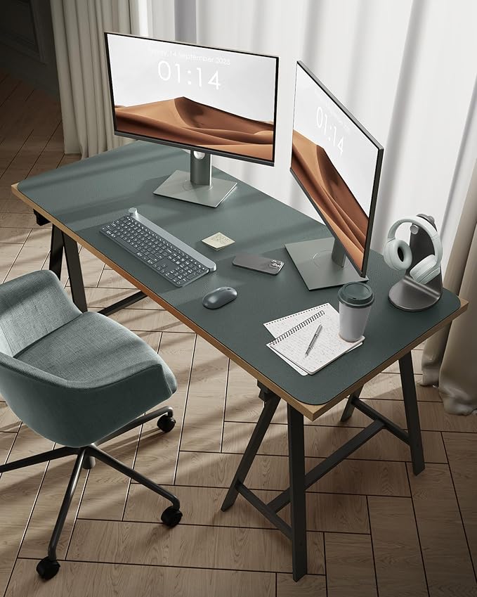 YSAGi Leather Desk Protector, Office Mat, Large Mouse Mat, Non-Slip PU Leather Blotter, Laptop Desk Pad, Waterproof Writing Pad for Office and Home (Dark Green, 47.2" x 23.6")-DeskLoop Office