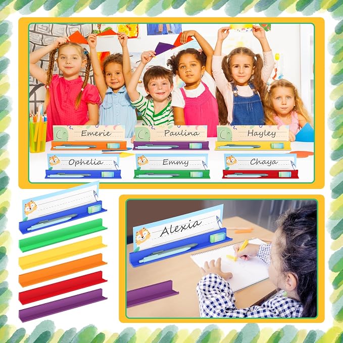 MJOGGOTT 24 Pcs Classroom Desk Name Plates Holder Index Cards Storage, School - Image 7