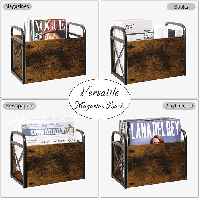 YINMIT Magazine Holder, Magazine Rack Floor, Magazine Storage Basket, Folder Organizer Bin for Books, Newspapers, Tablets-DeskLoop Office