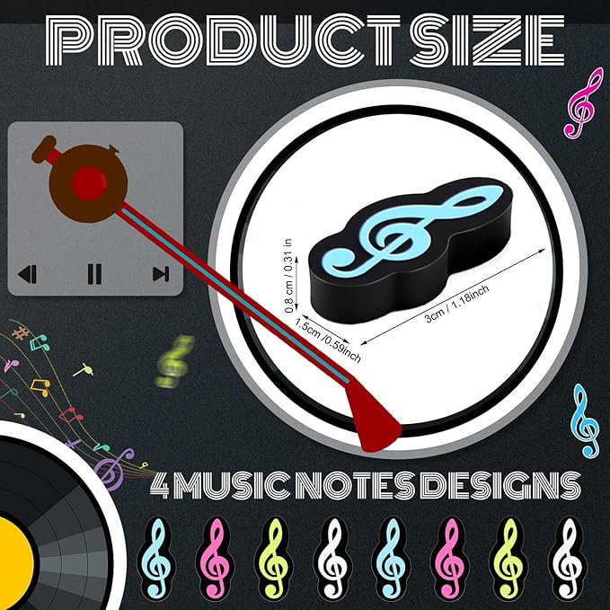 80 Sets Back to School Gifts for Students Funny Novelty Erasers Bulk Musical Note Erasers with Greeting Cards First of School Classroom Rewards from Teachers-DeskLoop Office