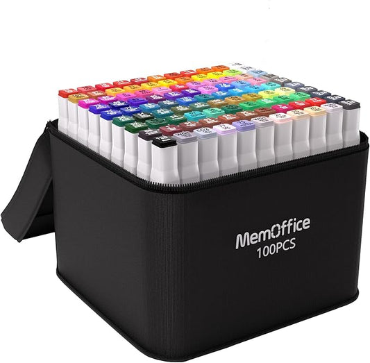 100 Colors Dual Tip Artist Alcohol Markers Set with Carrying Case - Perfect for Coloring, Drawing, Sketching, Card Making and Illustration - Perfect for Adults and Kids-DeskLoop Office