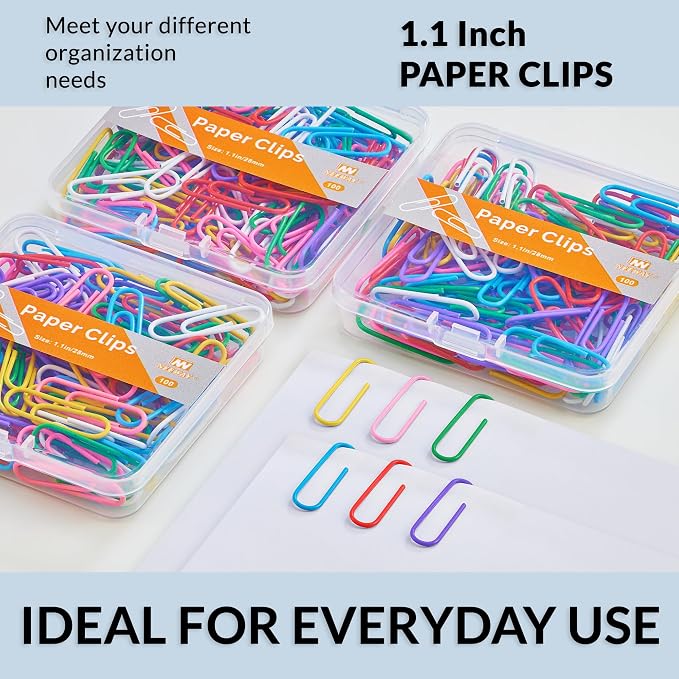 NEEWAY Small Paper Clips, 1.1 Inch Vinly Coated Colored Paperclips, 3 Pack of - Image 6